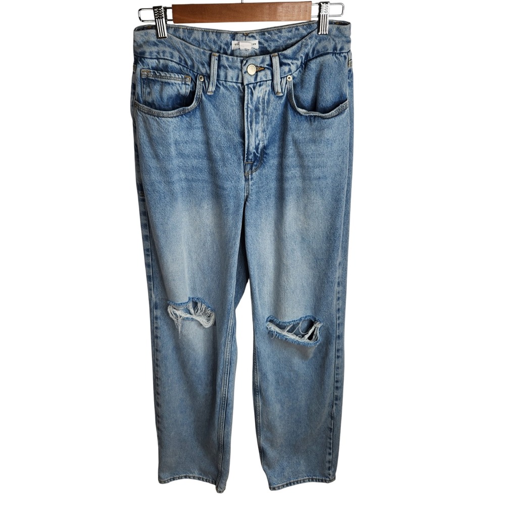Good American Good 90's Relaxed Jean High Rise Distressed Straight Leg Size 6/28 - Picture 2 of 13